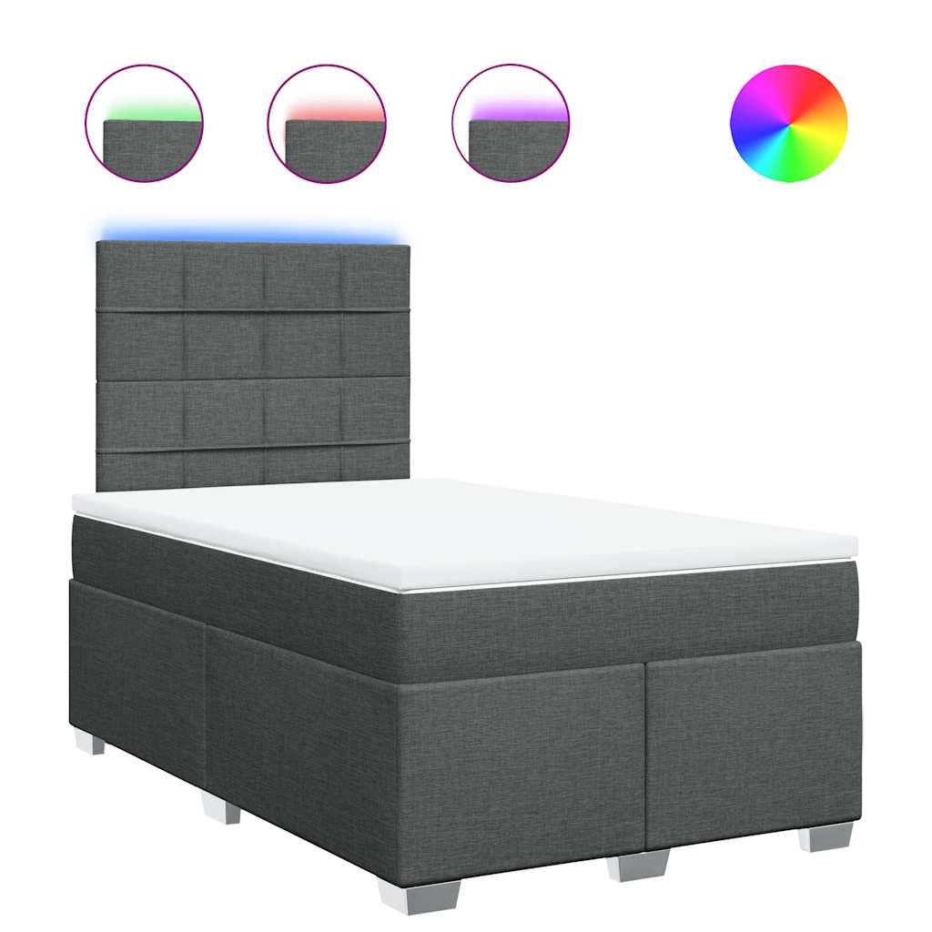 Sommier à lattes de lit avec matelas Gris foncé 120x200cm Tissu - XIOS