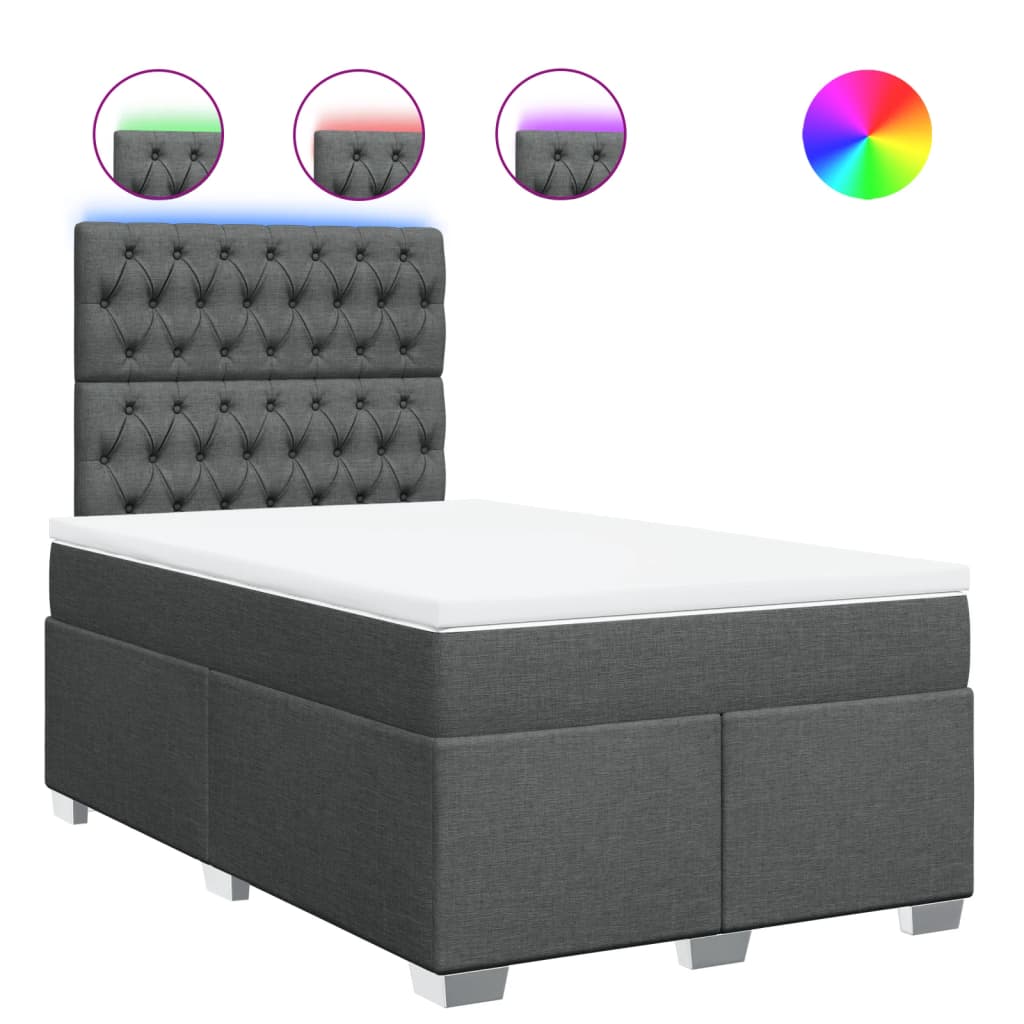 Sommier à lattes de lit avec matelas Gris foncé 120x200cm Tissu - XIOS