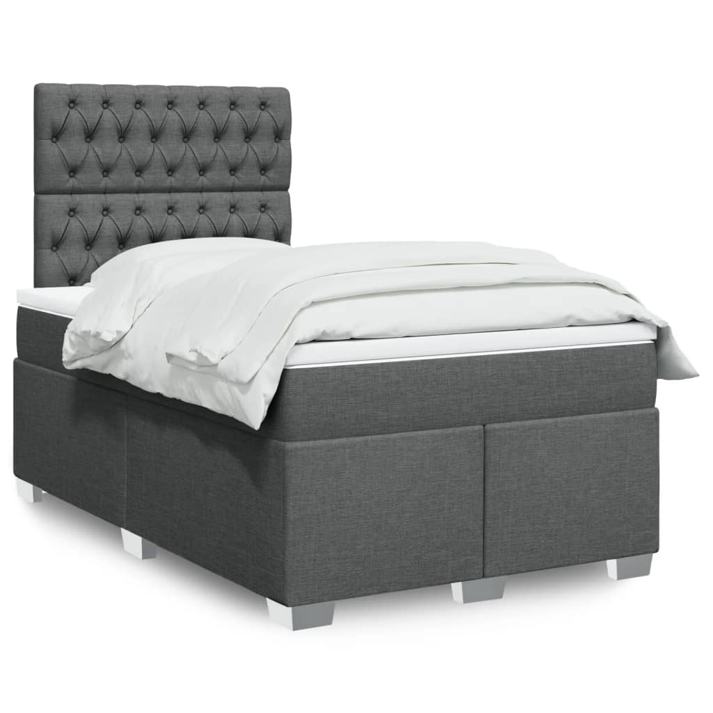 Sommier à lattes de lit avec matelas Gris foncé 120x200cm Tissu - XIOS