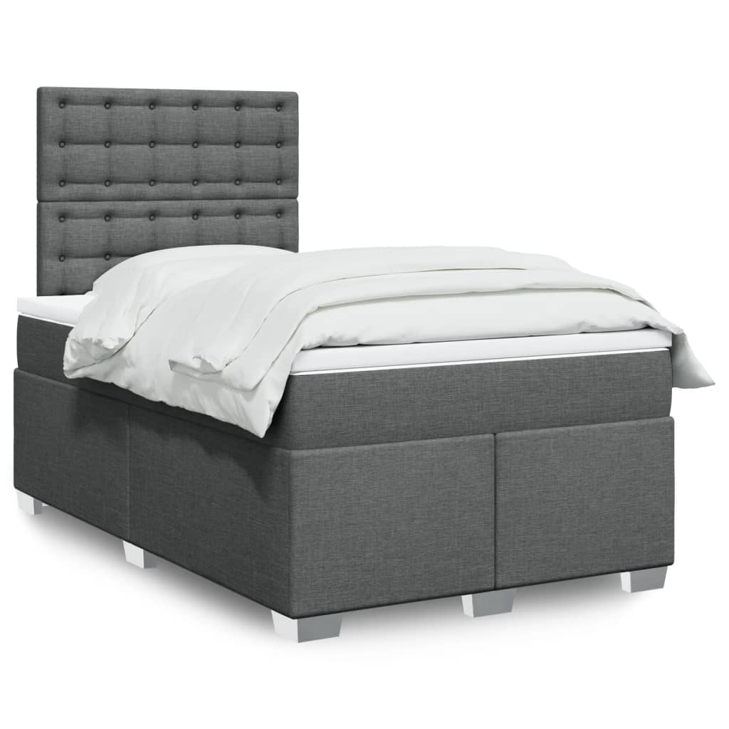 Sommier à lattes de lit avec matelas Gris foncé 120x200cm Tissu - XIOS