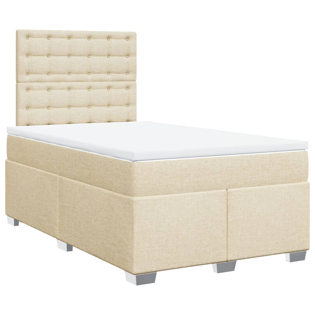 Sommier à lattes de lit avec matelas Crème 120x200 cm Tissu