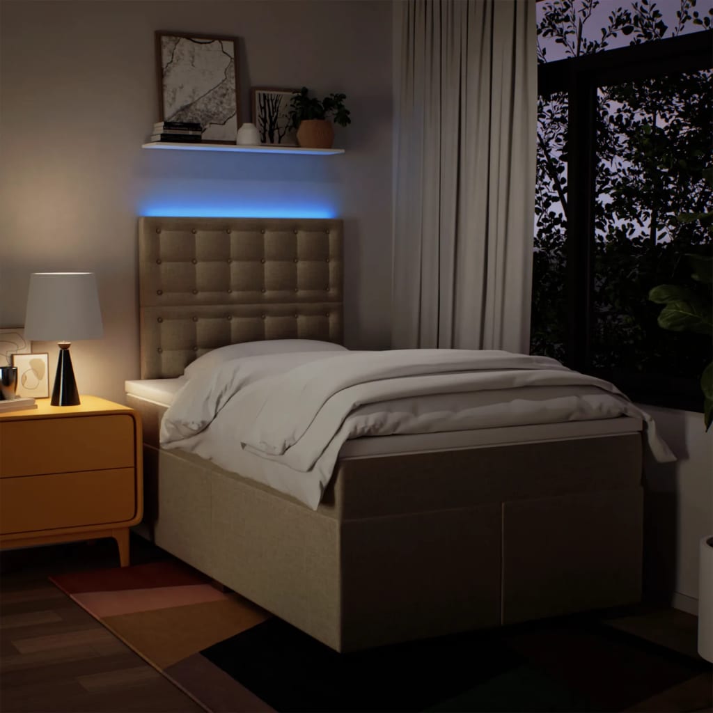 Sommier à lattes de lit avec matelas Crème 120x200 cm Tissu
