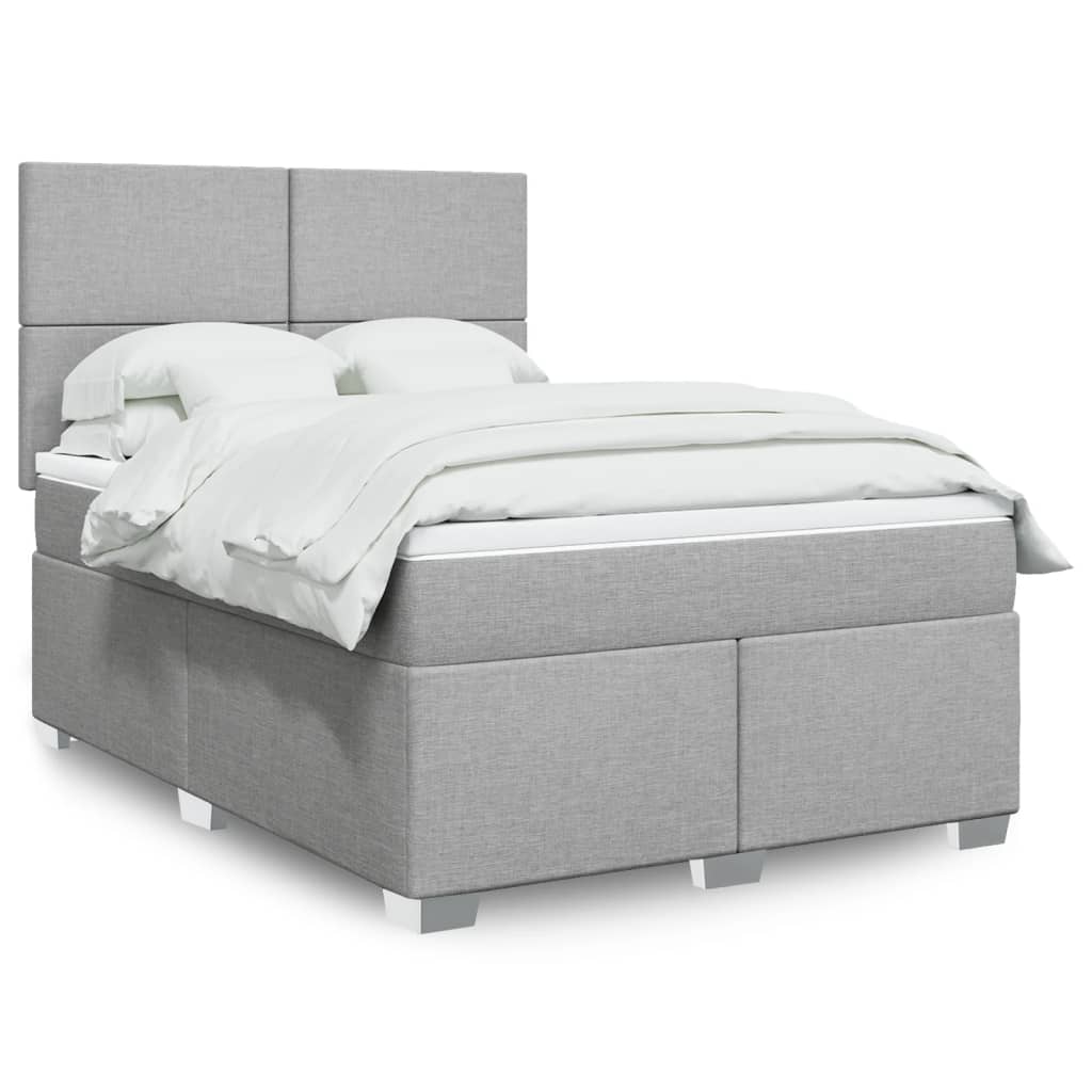 Sommier à lattes de lit avec matelas Gris clair 140x190cm Tissu - XIOS