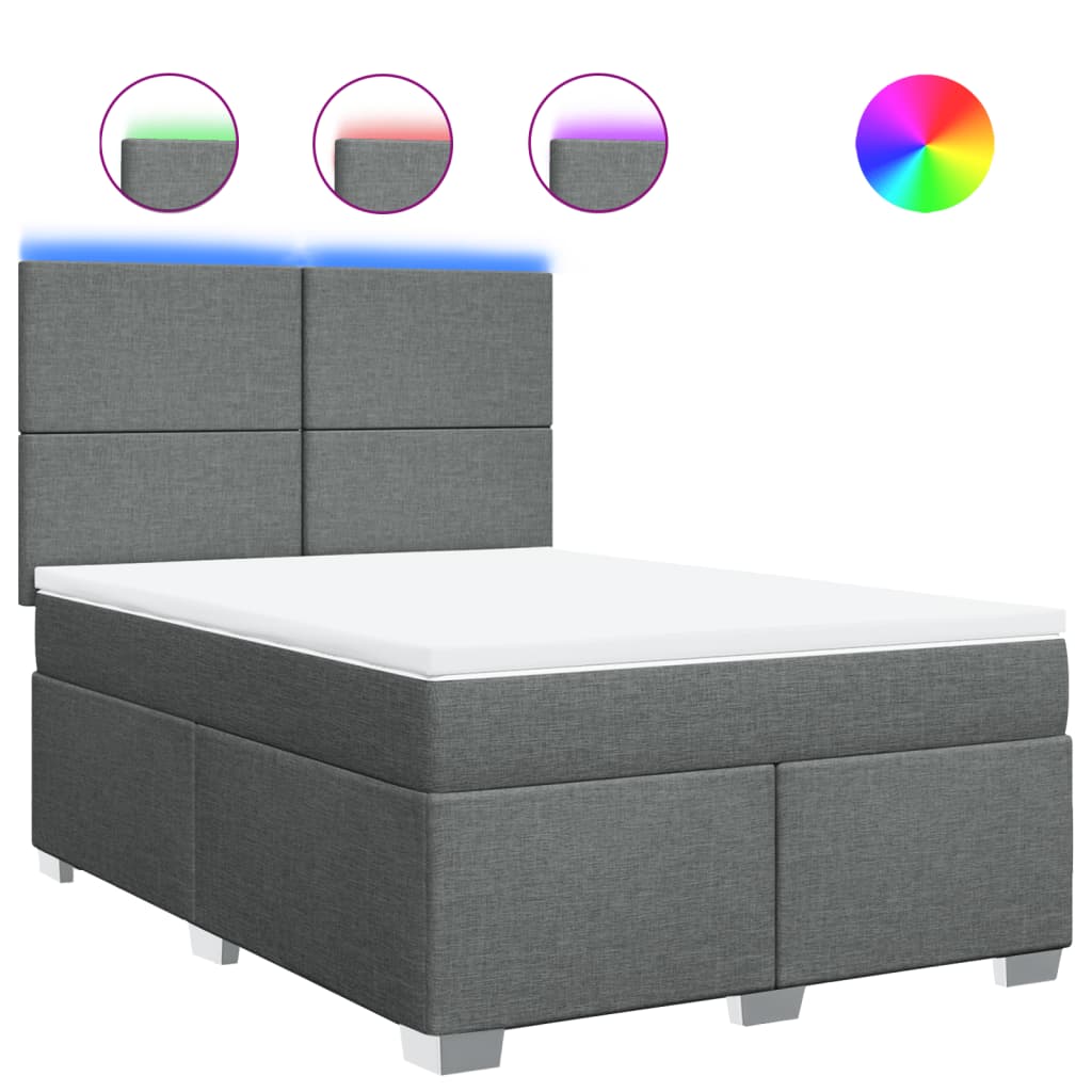 Sommier à lattes de lit avec matelas Gris foncé 140x190cm Tissu - XIOS