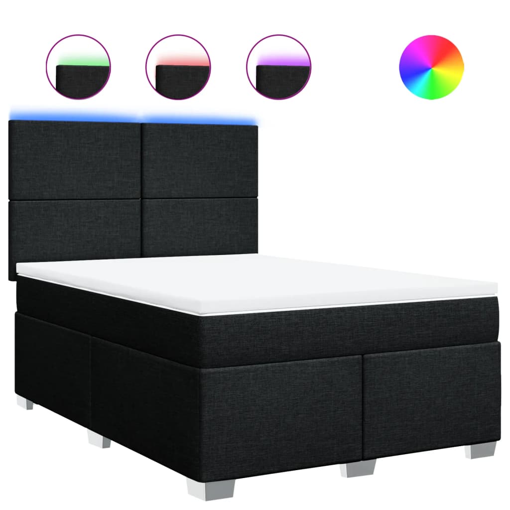 Sommier à lattes de lit avec matelas Noir 140x190 cm Tissu - XIOS