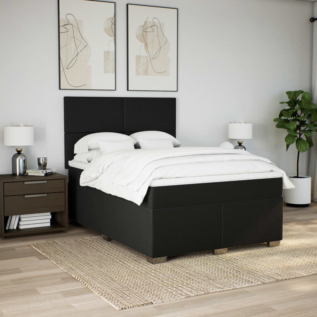 Sommier à lattes de lit avec matelas Noir 140x190 cm Tissu - XIOS
