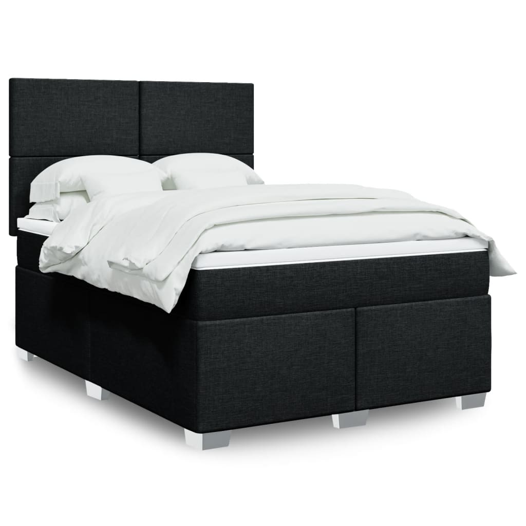 Sommier à lattes de lit avec matelas Noir 140x190 cm Tissu - XIOS