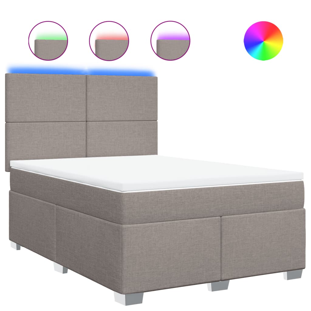 Sommier à lattes de lit avec matelas Taupe 140x190 cm Tissu - XIOS