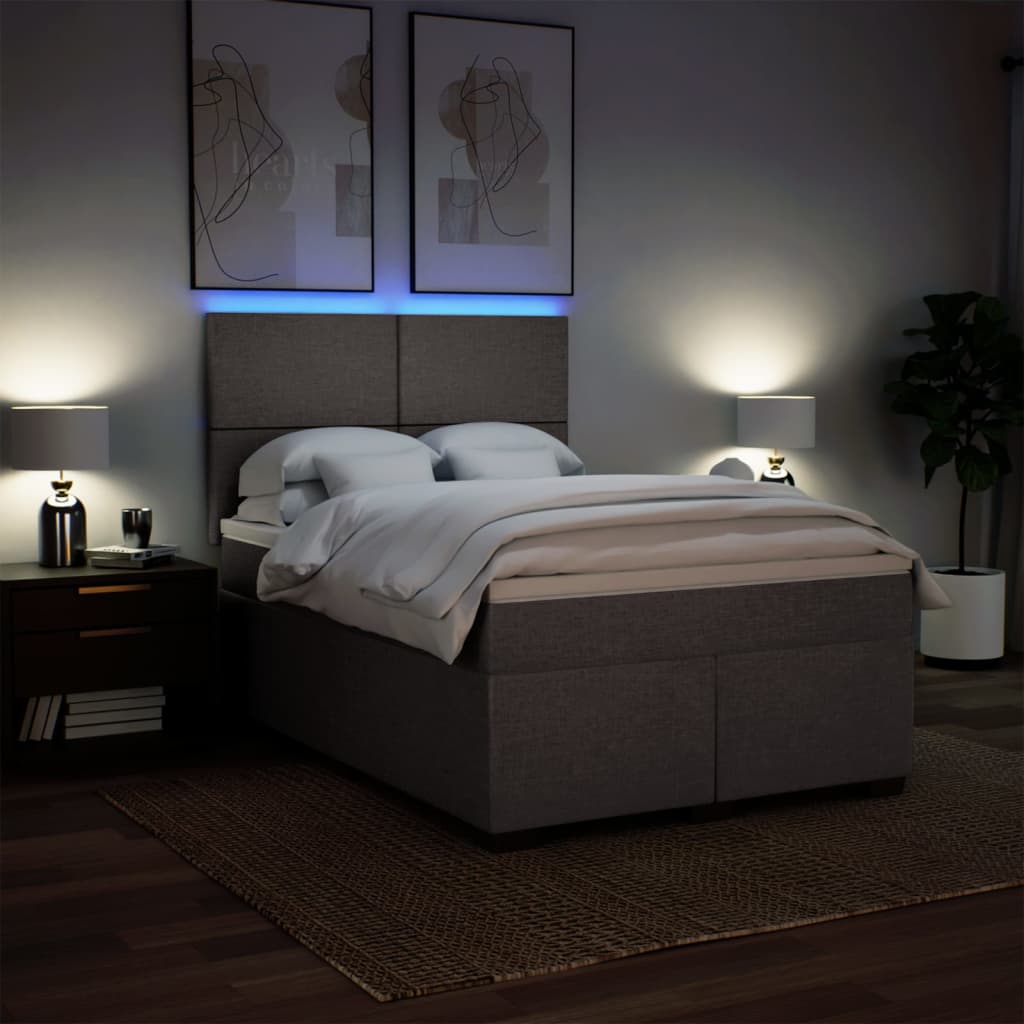 Sommier à lattes de lit avec matelas Taupe 140x190 cm Tissu - XIOS
