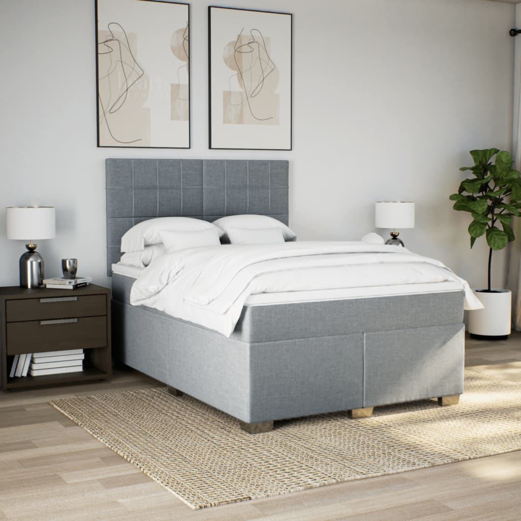 Sommier à lattes de lit avec matelas Gris clair 140x190cm Tissu - XIOS
