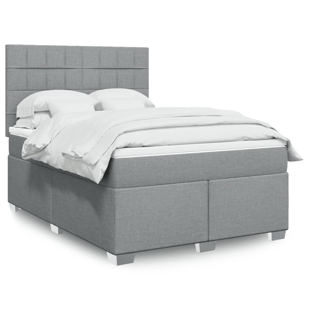 Sommier à lattes de lit avec matelas Gris clair 140x190cm Tissu - XIOS