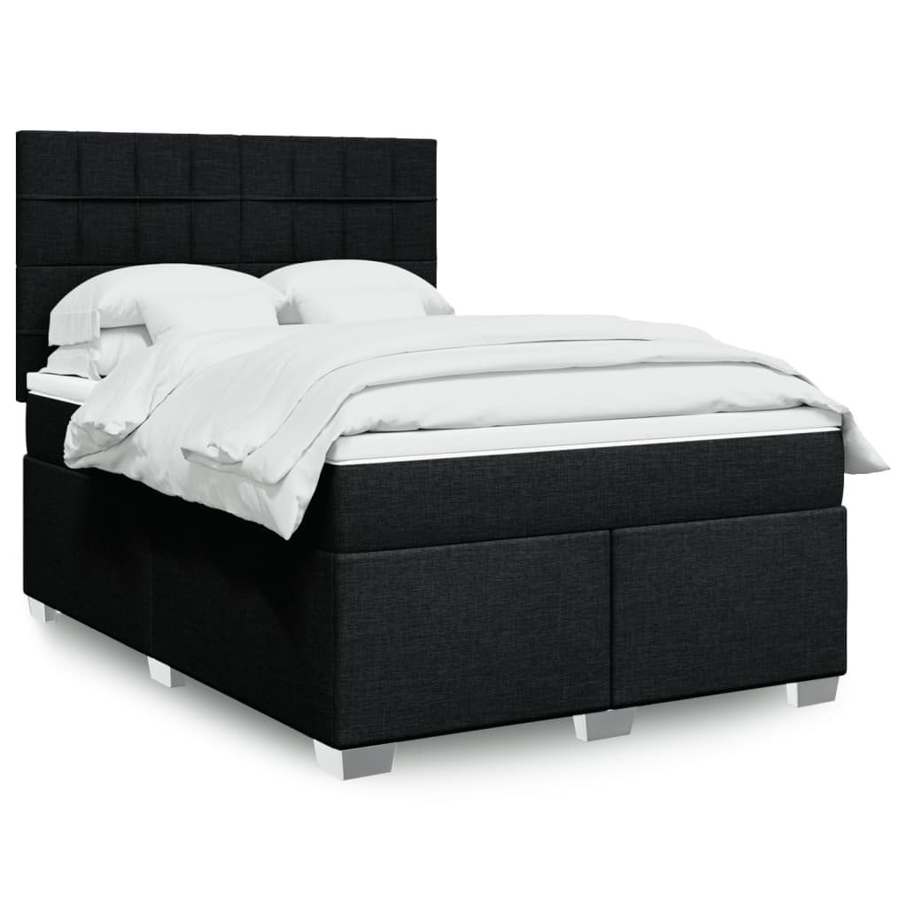 Sommier à lattes de lit avec matelas Noir 140x190 cm Tissu - XIOS