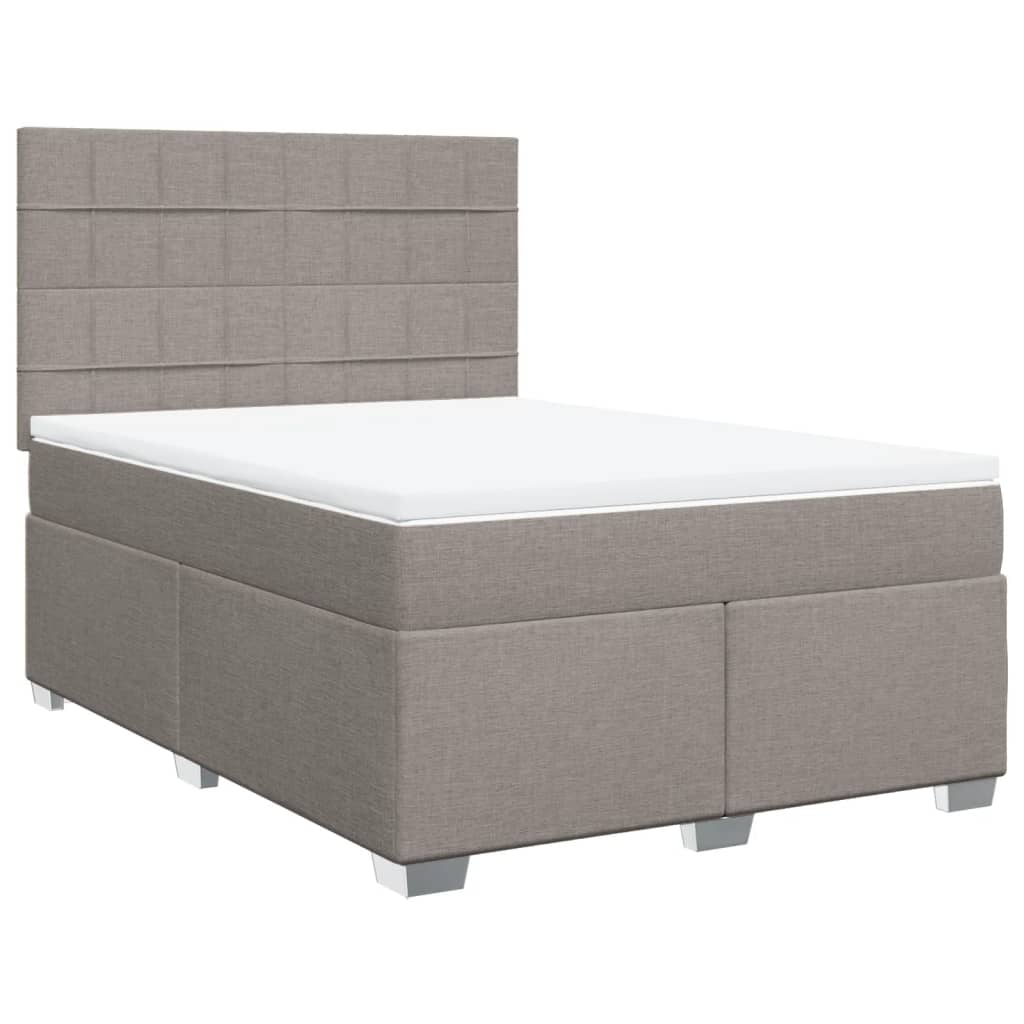Sommier à lattes de lit avec matelas Taupe 140x190 cm Tissu - XIOS