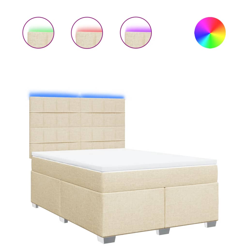Sommier à lattes de lit avec matelas Crème 140x190 cm Tissu - XIOS