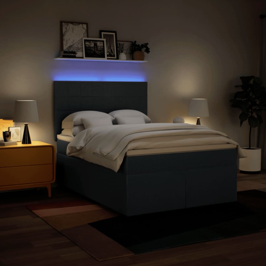 Sommier à lattes de lit avec matelas Bleu 140x190 cm Tissu - XIOS