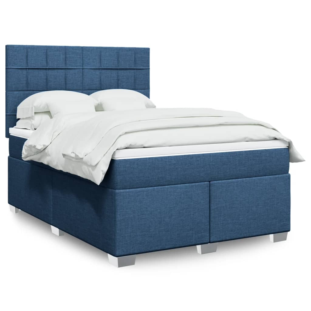 Sommier à lattes de lit avec matelas Bleu 140x190 cm Tissu - XIOS