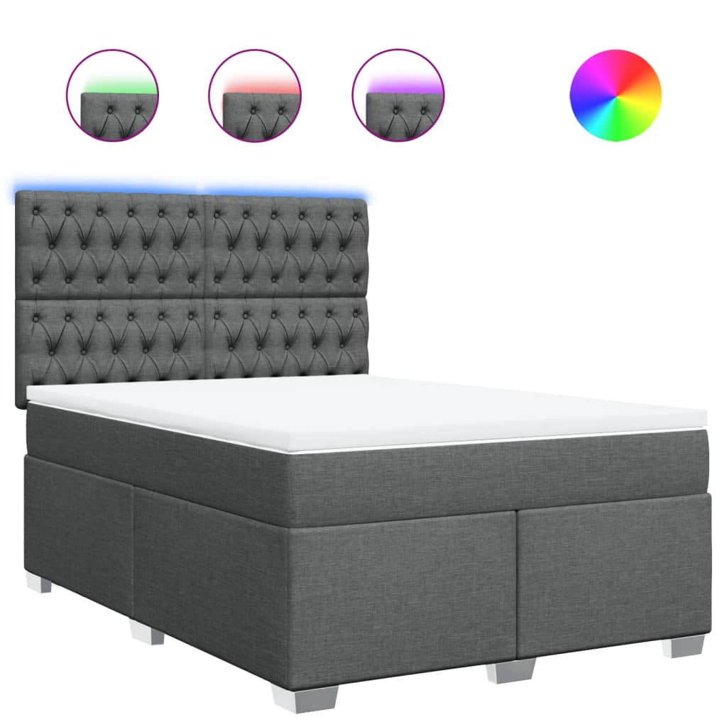 Sommier à lattes de lit avec matelas Gris foncé 140x190cm Tissu - XIOS
