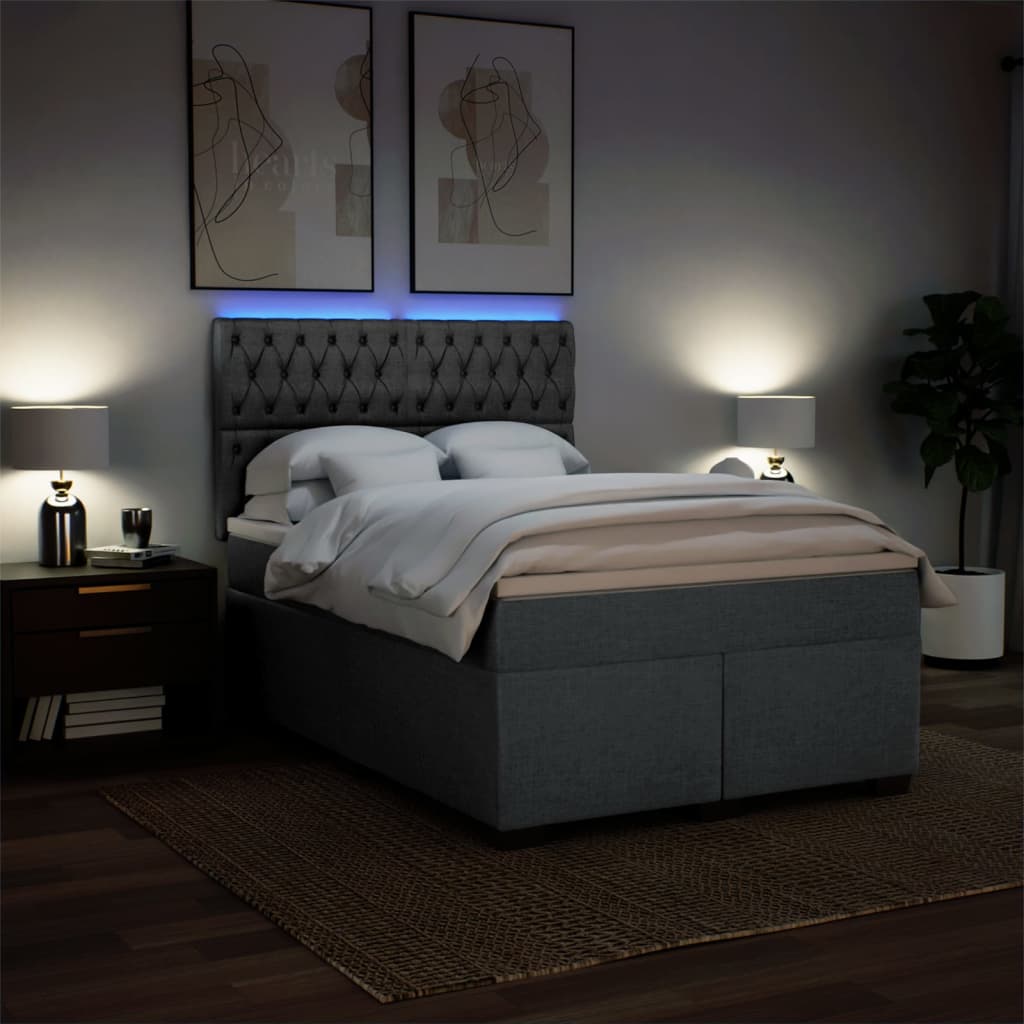 Sommier à lattes de lit avec matelas Gris foncé 140x190cm Tissu - XIOS