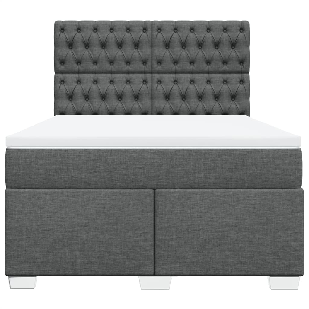 Sommier à lattes de lit avec matelas Gris foncé 140x190cm Tissu - XIOS