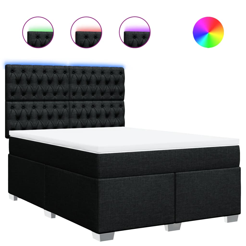 Sommier à lattes de lit avec matelas Noir 140x190 cm Tissu - XIOS