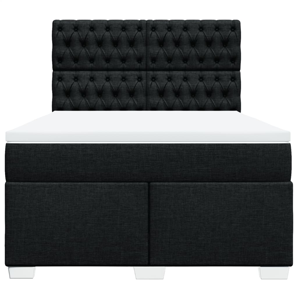 Sommier à lattes de lit avec matelas Noir 140x190 cm Tissu - XIOS