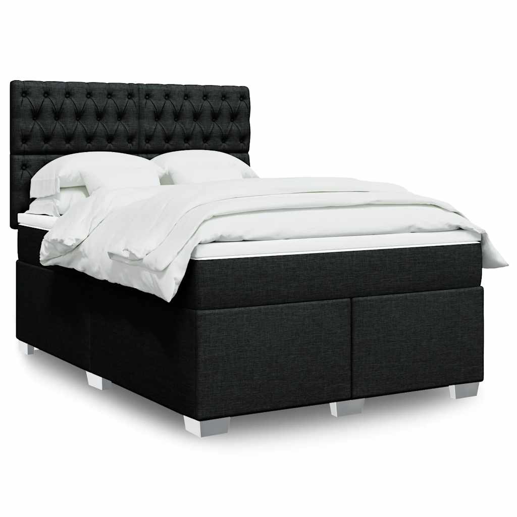 Sommier à lattes de lit avec matelas Noir 140x190 cm Tissu - XIOS