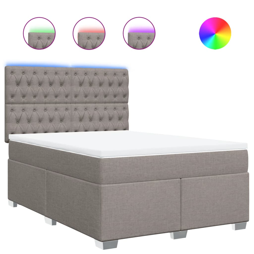 Sommier à lattes de lit avec matelas Taupe 140x190 cm Tissu - XIOS