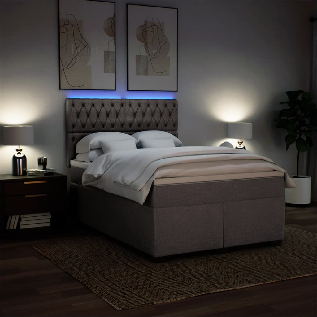 Sommier à lattes de lit avec matelas Taupe 140x190 cm Tissu - XIOS