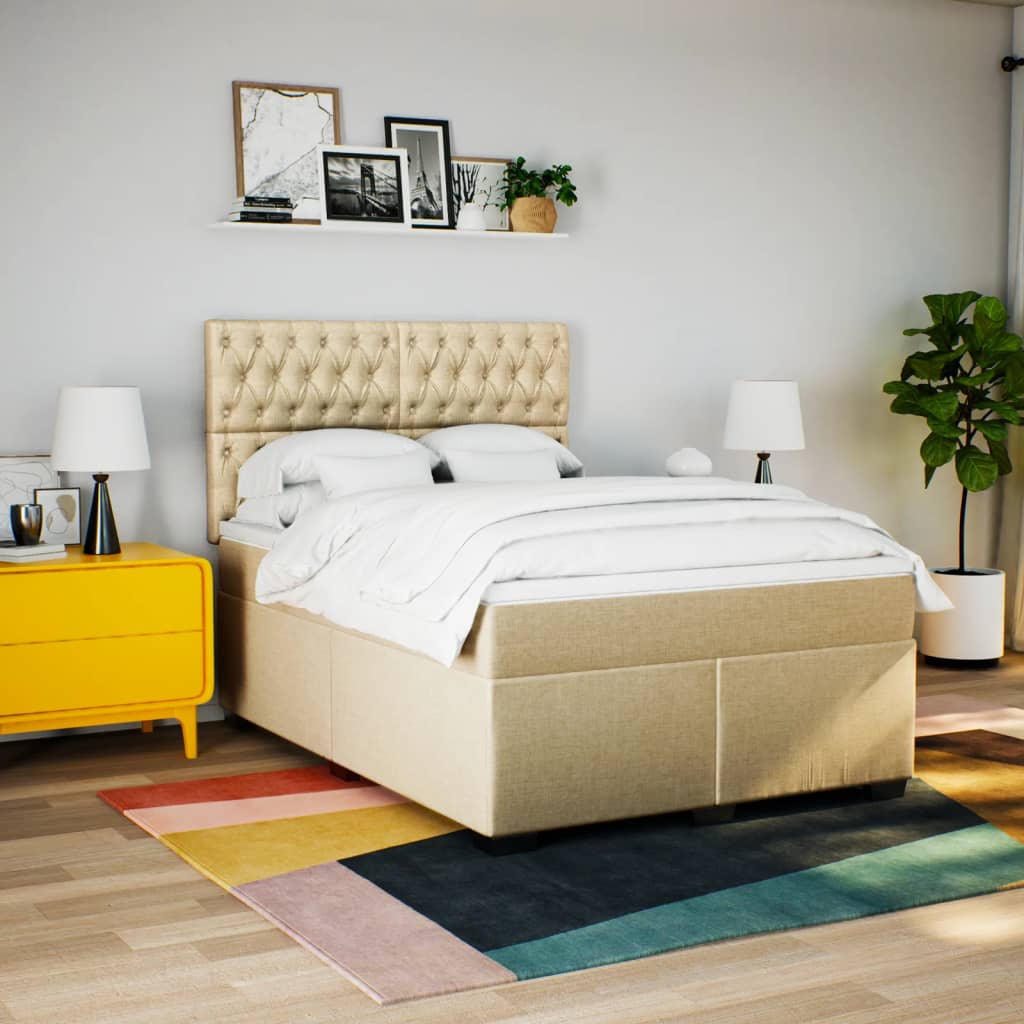 Sommier à lattes de lit avec matelas Crème 140x190 cm Tissu - XIOS