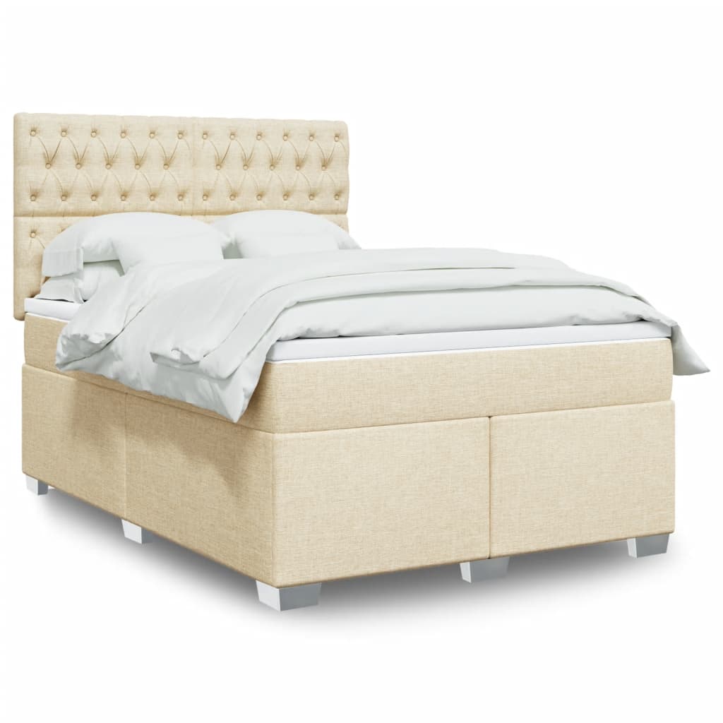 Sommier à lattes de lit avec matelas Crème 140x190 cm Tissu - XIOS