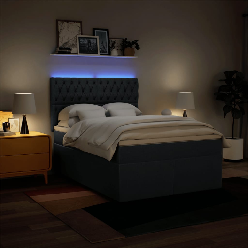 Sommier à lattes de lit avec matelas Bleu 140x190 cm Tissu - XIOS