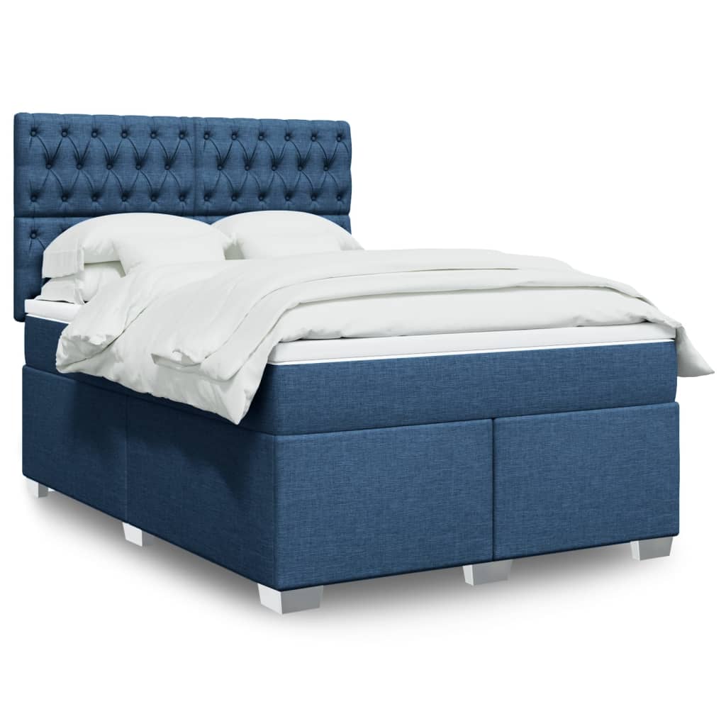 Sommier à lattes de lit avec matelas Bleu 140x190 cm Tissu - XIOS