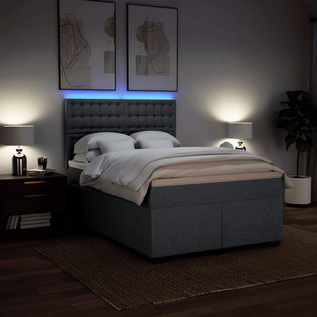 Sommier à lattes de lit avec matelas Gris foncé 140x190cm Tissu - XIOS