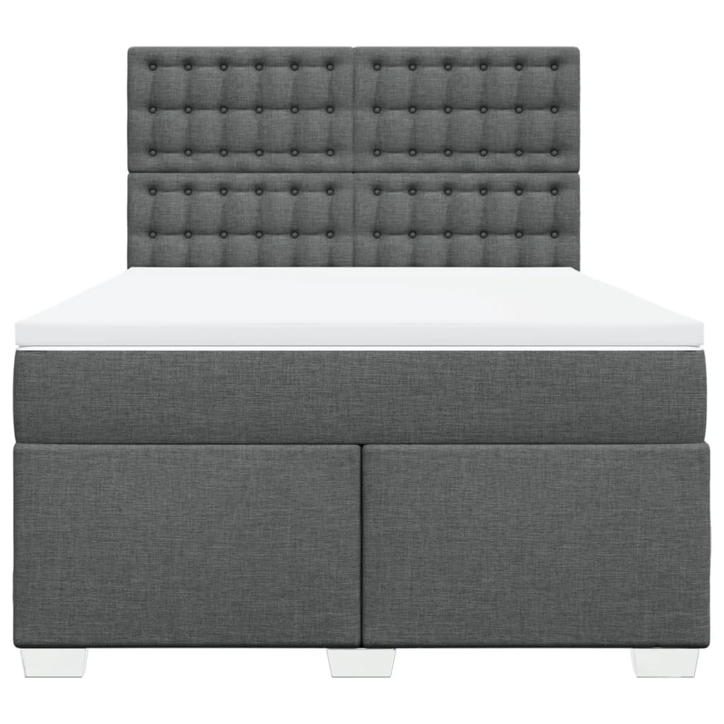 Sommier à lattes de lit avec matelas Gris foncé 140x190cm Tissu - XIOS