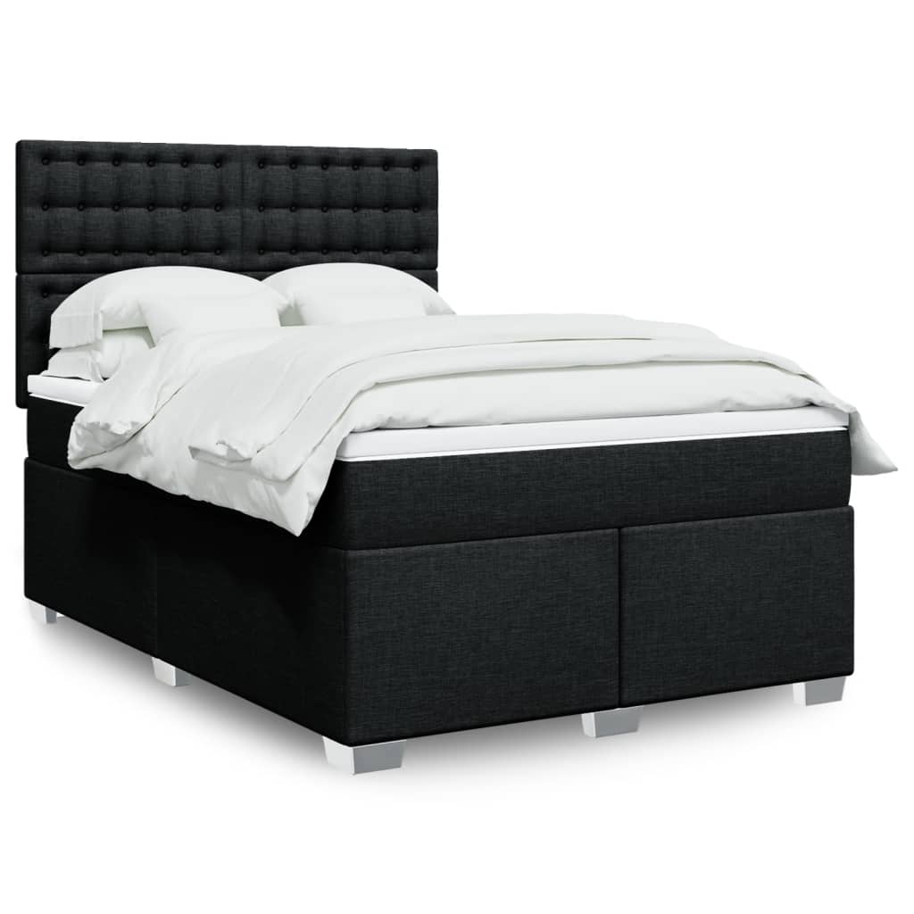 Sommier à lattes de lit avec matelas Noir 140x190 cm Tissu - XIOS