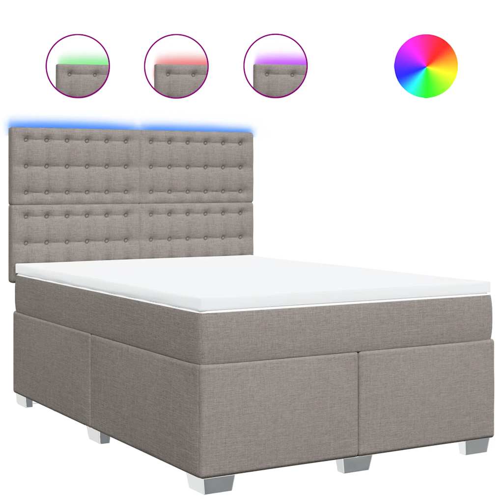 Sommier à lattes de lit avec matelas Taupe 140x190 cm Tissu - XIOS