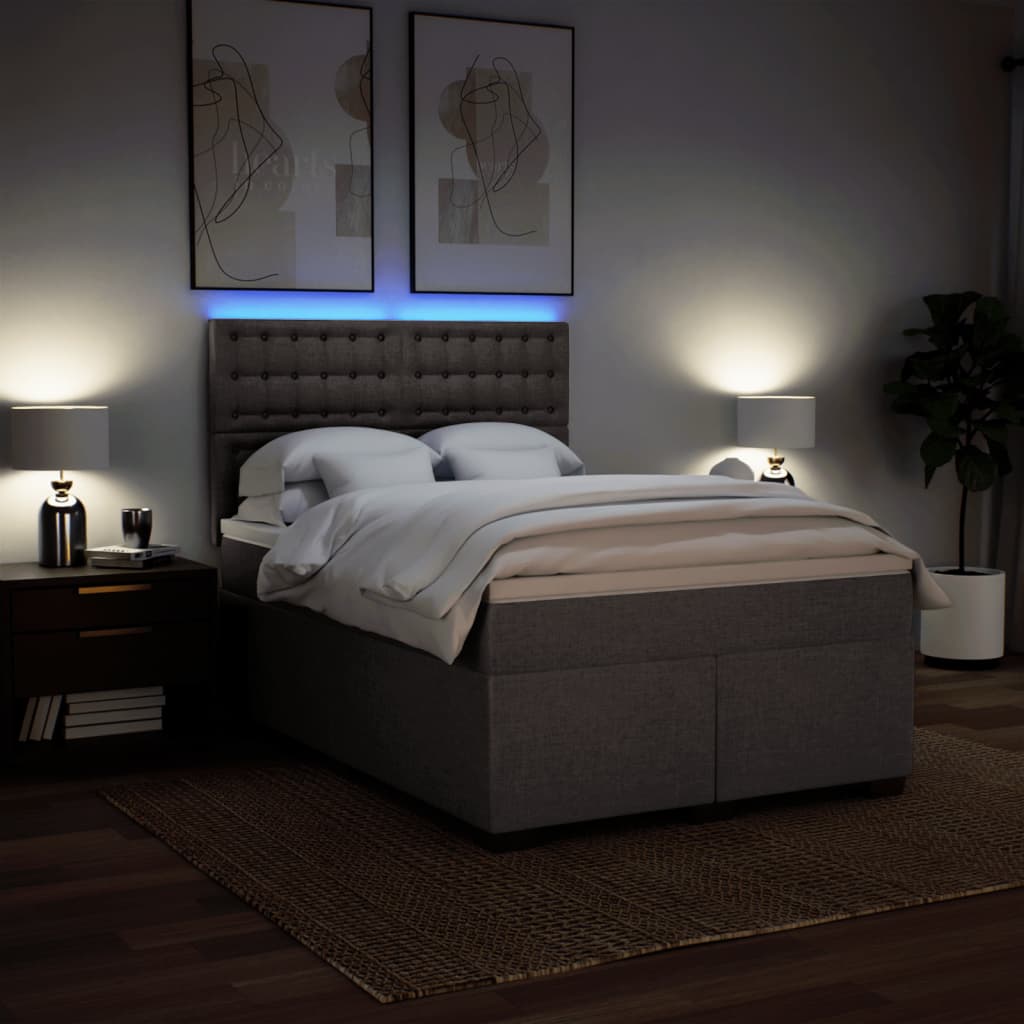 Sommier à lattes de lit avec matelas Taupe 140x190 cm Tissu - XIOS
