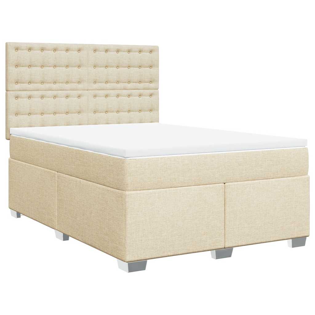 Sommier à lattes de lit avec matelas Crème 140x190 cm Tissu - XIOS