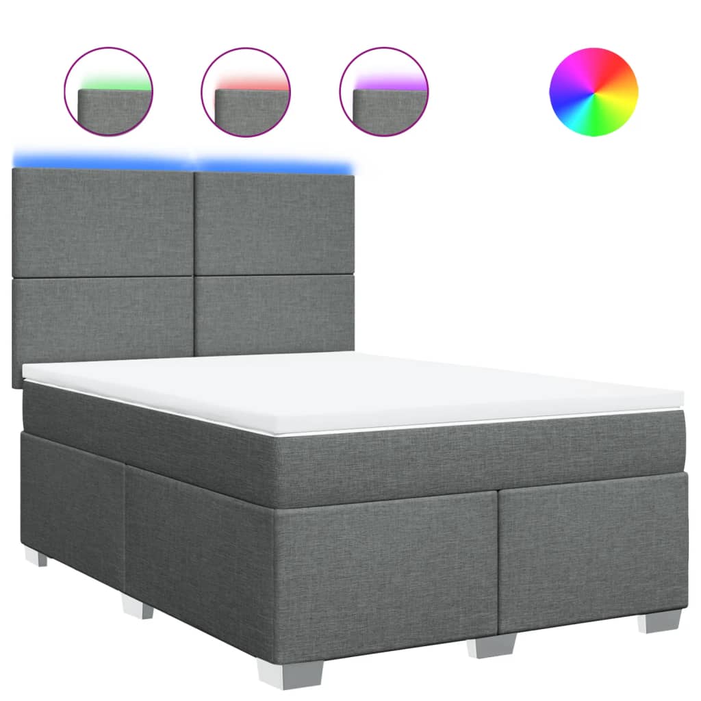 Sommier à lattes de lit avec matelas Gris foncé 140x200cm Tissu - XIOS