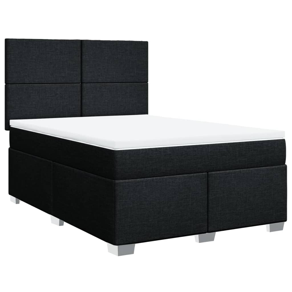 Sommier à lattes de lit avec matelas Noir 140x200 cm Tissu - XIOS