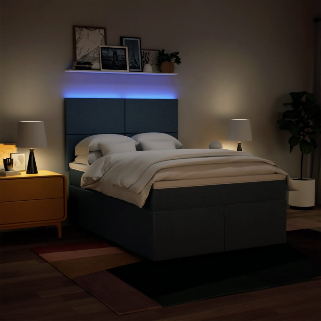 Sommier à lattes de lit avec matelas Bleu 140x200 cm Tissu - XIOS