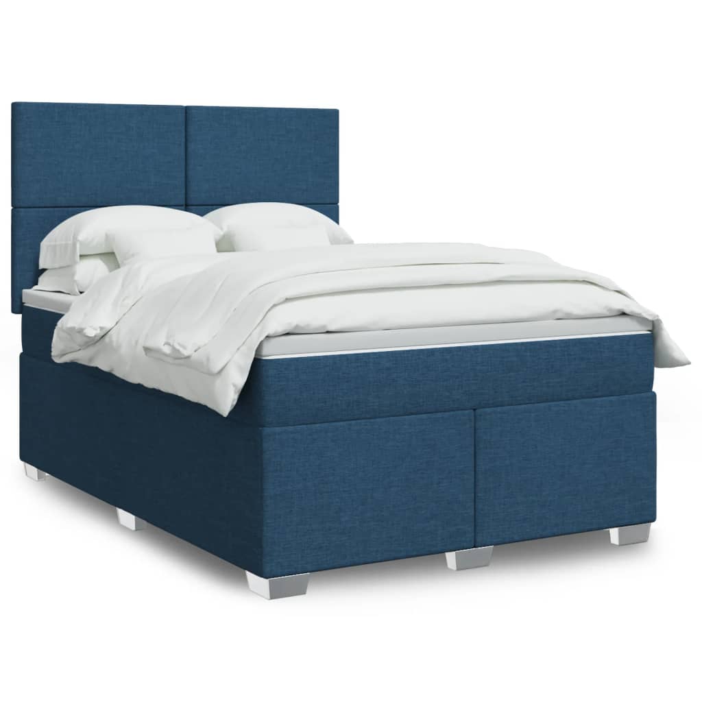 Sommier à lattes de lit avec matelas Bleu 140x200 cm Tissu - XIOS