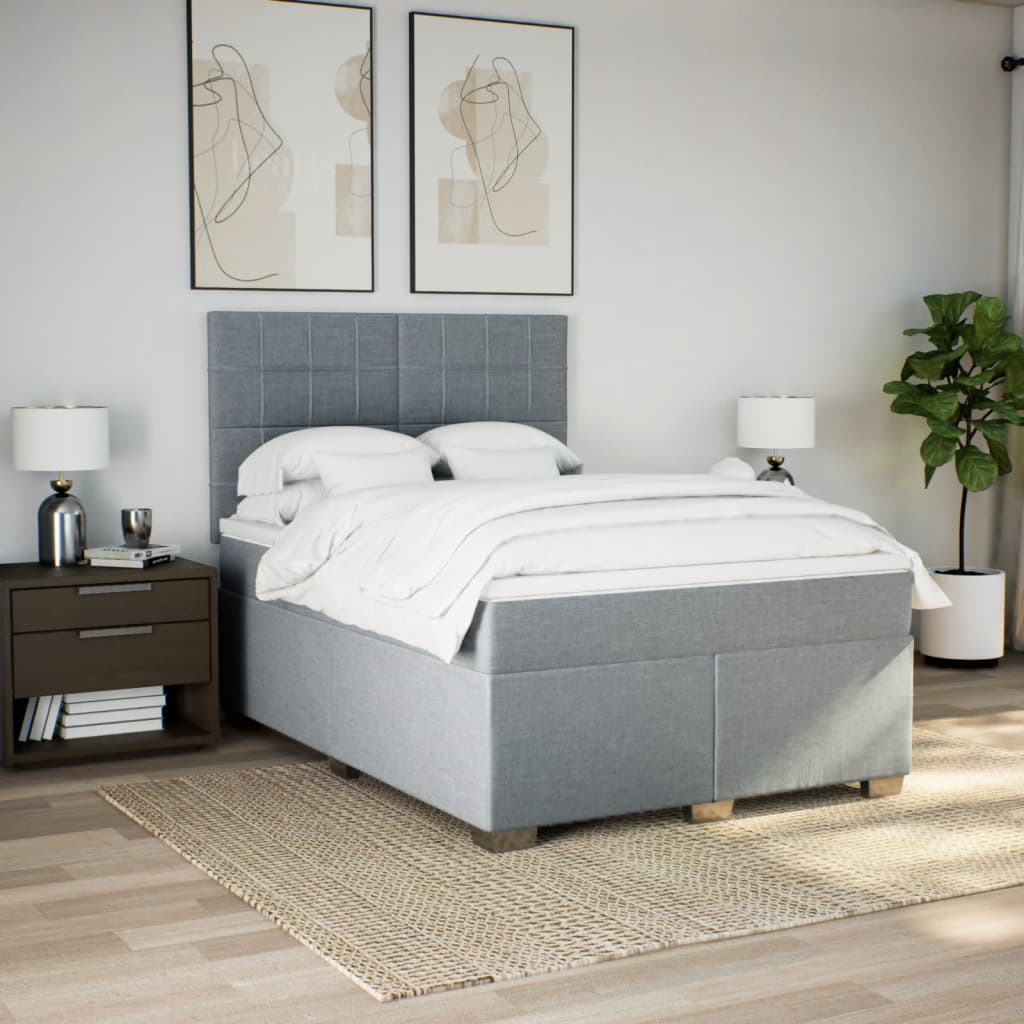Sommier à lattes de lit avec matelas Gris clair 140x200cm Tissu - XIOS