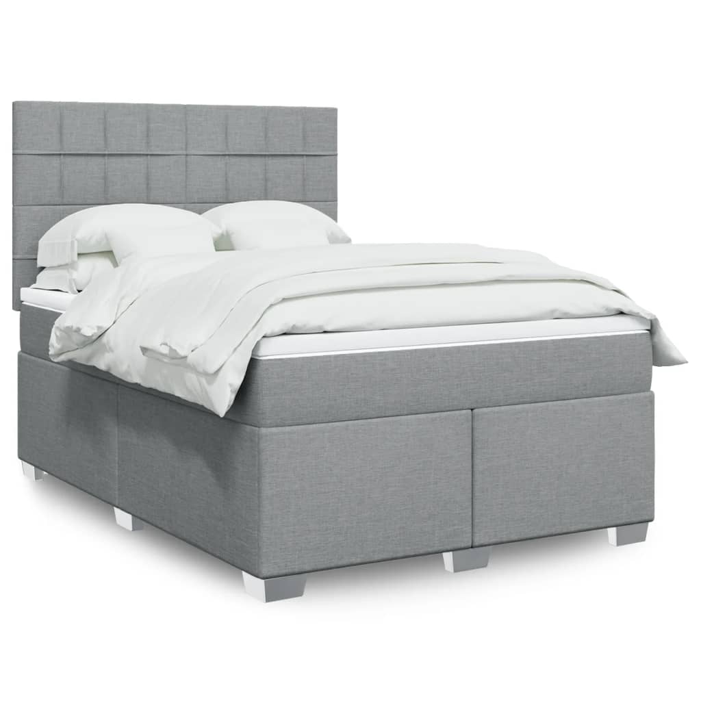 Sommier à lattes de lit avec matelas Gris clair 140x200cm Tissu - XIOS