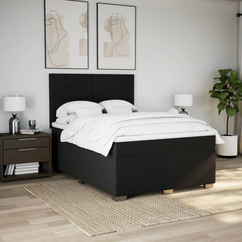 Sommier à lattes de lit avec matelas Noir 140x200 cm Tissu - XIOS