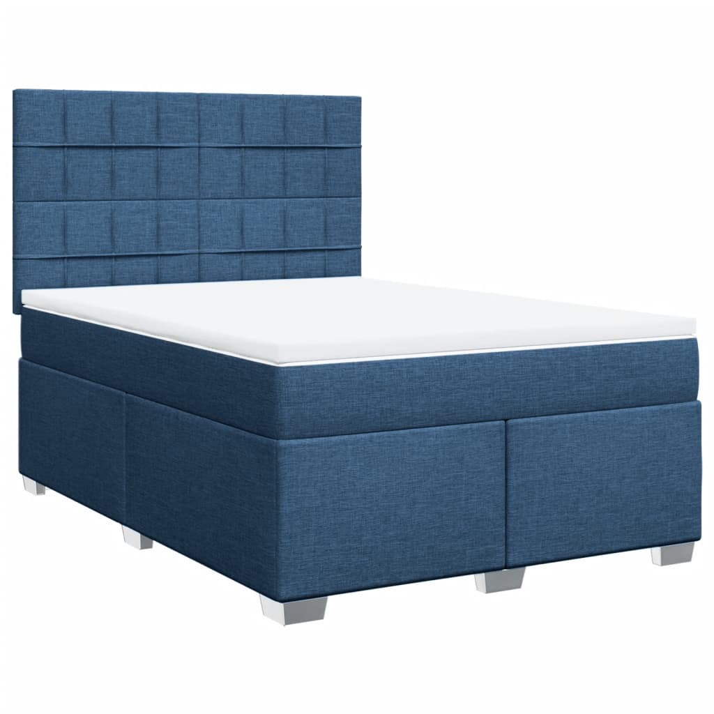Sommier à lattes de lit avec matelas Bleu 140x200 cm Tissu - XIOS