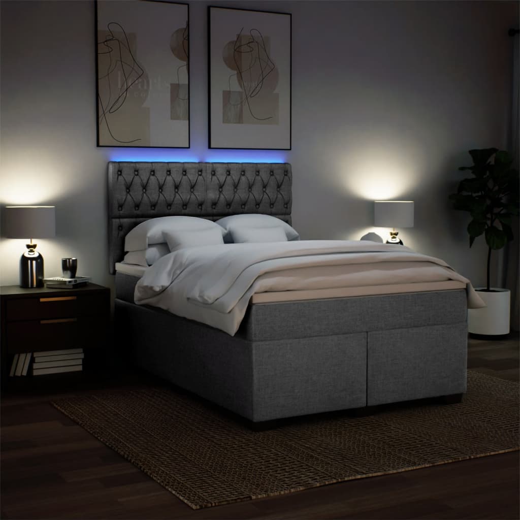 Sommier à lattes de lit avec matelas Gris clair 140x200cm Tissu - XIOS