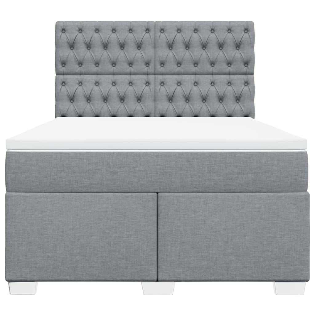Sommier à lattes de lit avec matelas Gris clair 140x200cm Tissu - XIOS