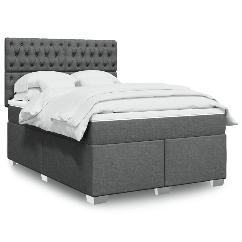 Sommier à lattes de lit avec matelas Gris foncé 140x200cm Tissu - XIOS