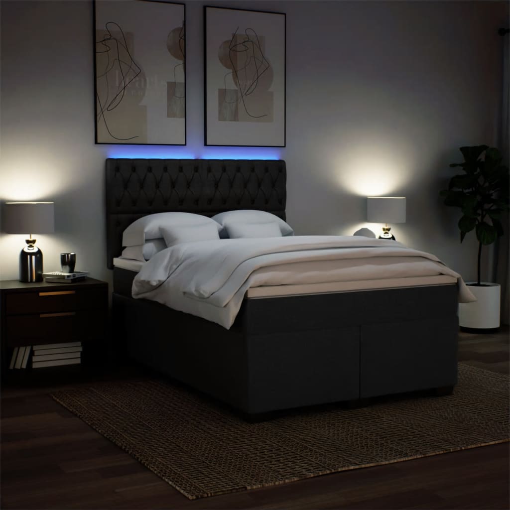 Sommier à lattes de lit avec matelas Noir 140x200 cm Tissu - XIOS